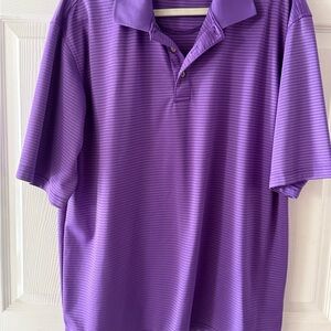 Kirkland Signature Striped Purple Polo Shirt